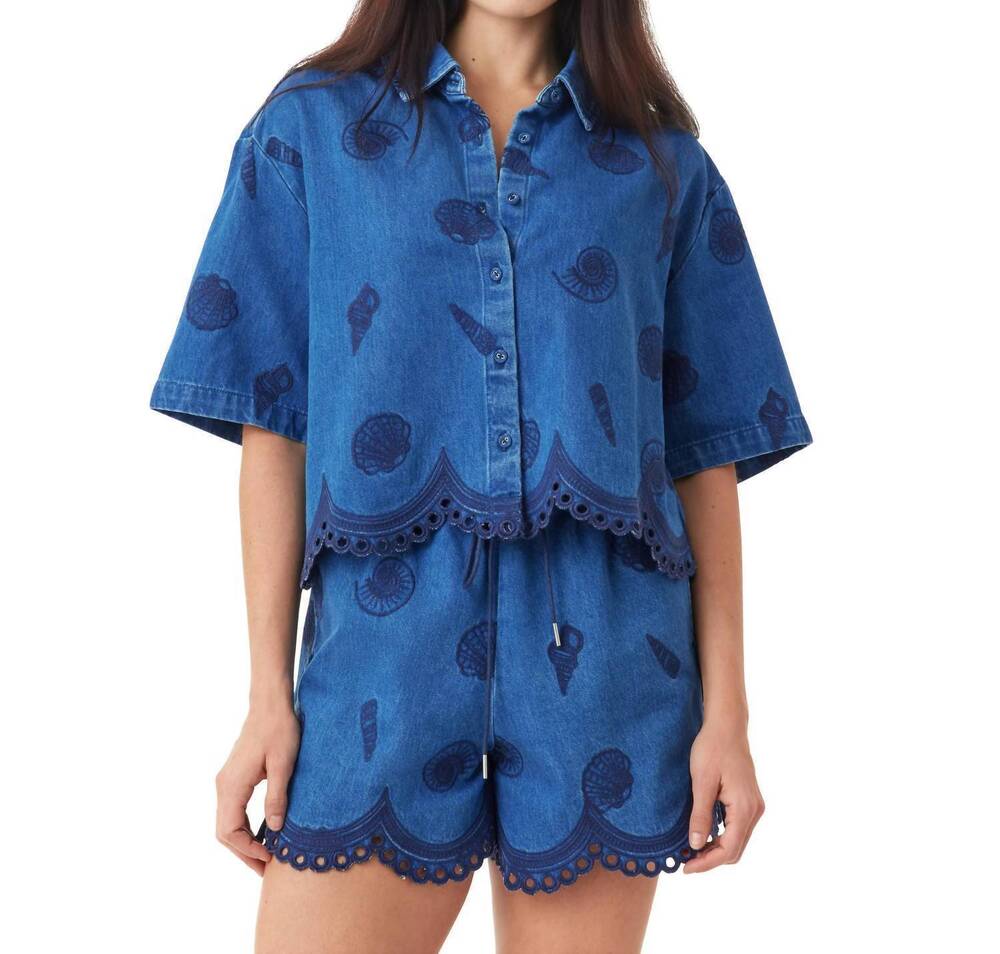 NEW HABITUAL seashell short sleeve shirt in blue